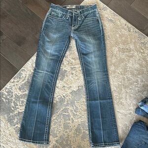 BKE Blue Boot Cut Jeans with Contrast Stitching